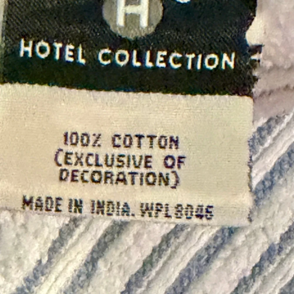 Hotel Collection 4 Piece Bathroom Towel Set 100% Cotton White Blue Stripe